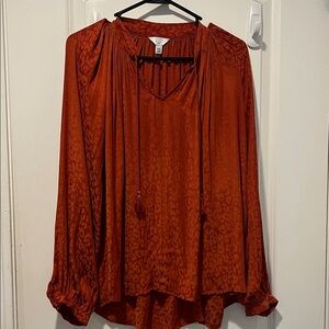 Crown & Ivy Orange Leopard Blouse